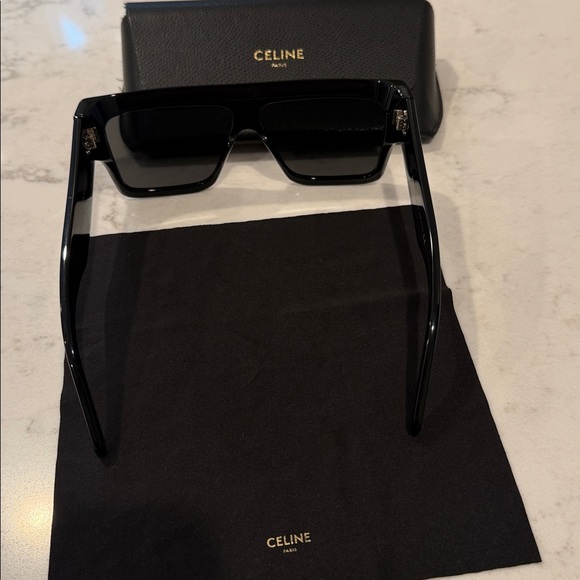 Celine Acetate Black Rectangular Sunglasses - Picture 7 of 13